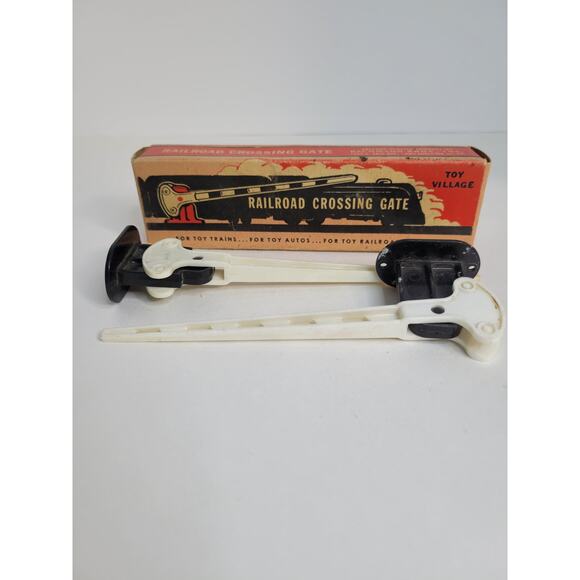 Vintage Toy Village Railroad Crossing Gate Model Train Toy Cars Railroad Station - Picture 4 of 7